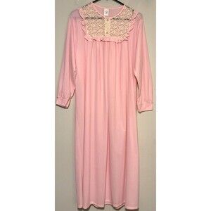 NWT Vintage Katz Pink Nightgown Sz L Lightweight Lace Grandmacore Cottagecore